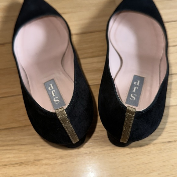 SJP Sarah Jessica Parker black leather block heels 37.5 - Picture 8 of 8